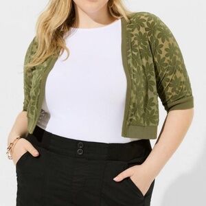 TORRID | Flocked Daisy Mesh Cropped Shrug | 3x
